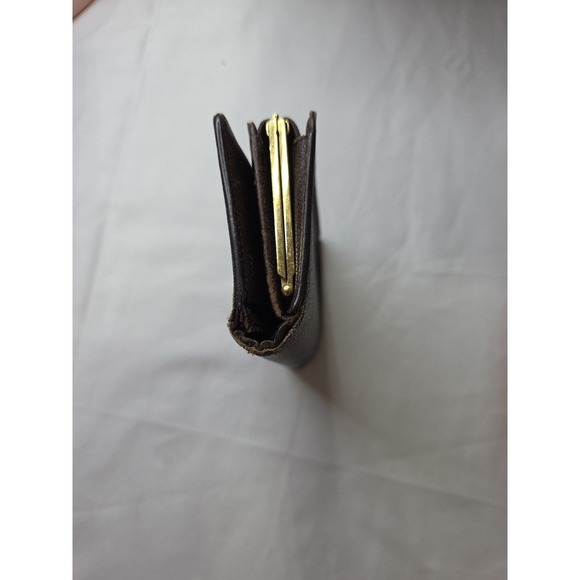 Louis‎ Vuitton Damier Ebene French Kisslock Compact Wallet Brown Tan Checkboard - Picture 6 of 8